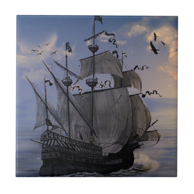 Azulejo Galeón a Toda Vela (Frente)