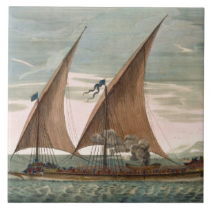 Azulejo Galera debajo de la vela, estándar que vuela del