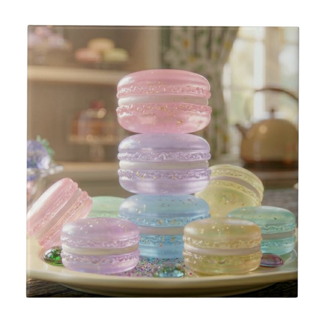 Azulejo Galletas Macarón de Vidrio Pastel   (Frente)