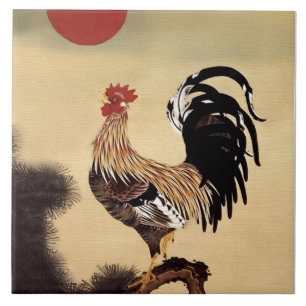 Azulejo Gallo cantando de Ito Jakuchu
