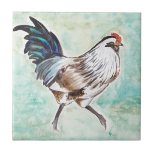 Azulejo Gallo de Pascua Egger de la acuarela