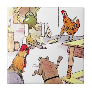 Azulejo Gallo, ratón y gallina en cocina