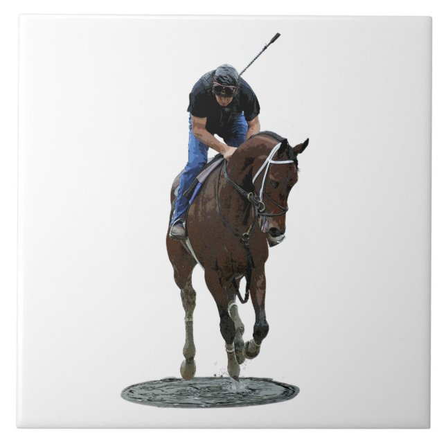 Azulejo Galloping Thoroughbed Horse Ceramic Tile (Frente)