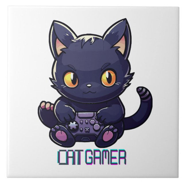 Azulejo Gamer de gatos (Frente)