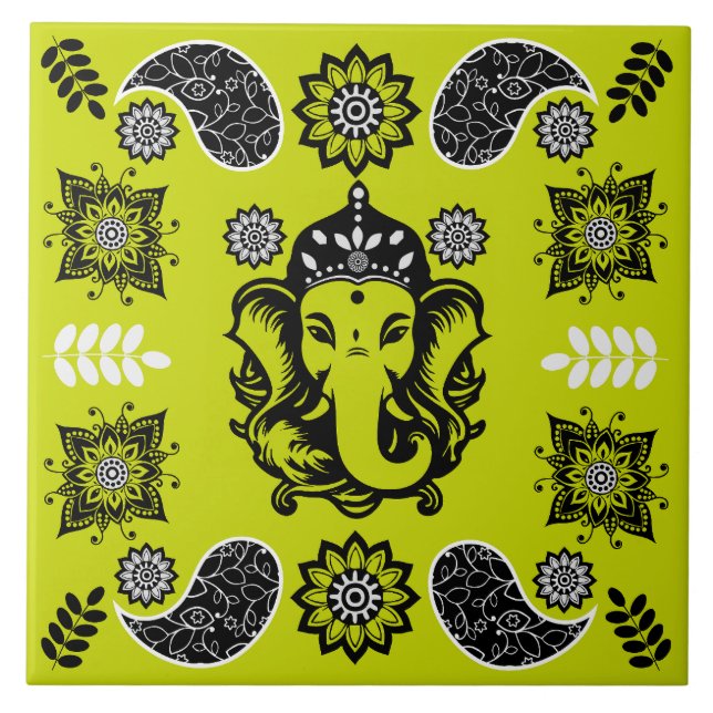 Azulejo Ganesha Themed Hindu Art Print (Frente)