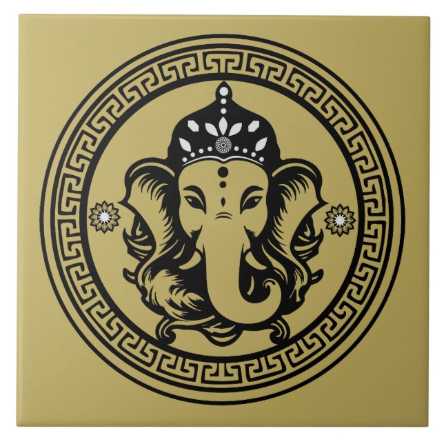 Azulejo Ganesha Themed Hindu Art Print (Frente)