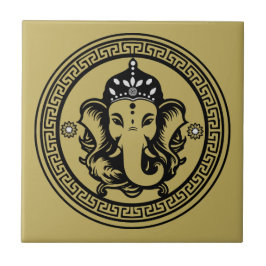 Azulejo Ganesha Themed Hindu Art Print