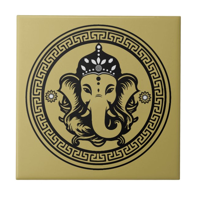 Azulejo Ganesha Themed Hindu Art Print (Frente)