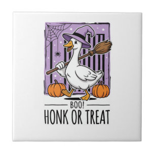 Azulejo Ganso de Bruja de Halloween Honk o Tratar