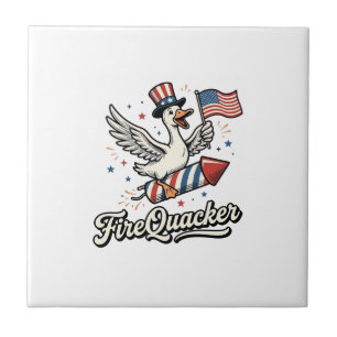 Azulejo Ganso Patriótico FireQuacker Vintage 4 de Julio De