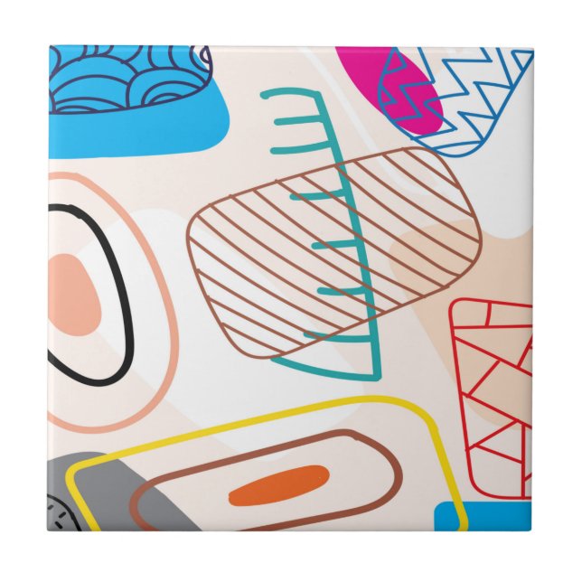 Azulejo Garabatos abstractos en colores pastel (Frente)