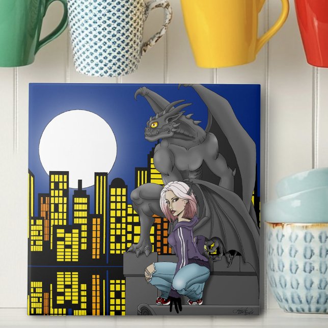Azulejo Gargoyle Urban Fantasy Cityscape (Subido por el creador)