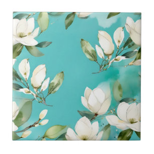 Azulejo Garland de Magnolia Blanca con Eucalipto