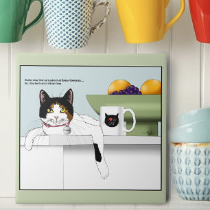 Azulejo Gata Calico Actitud Cocina de Gatos