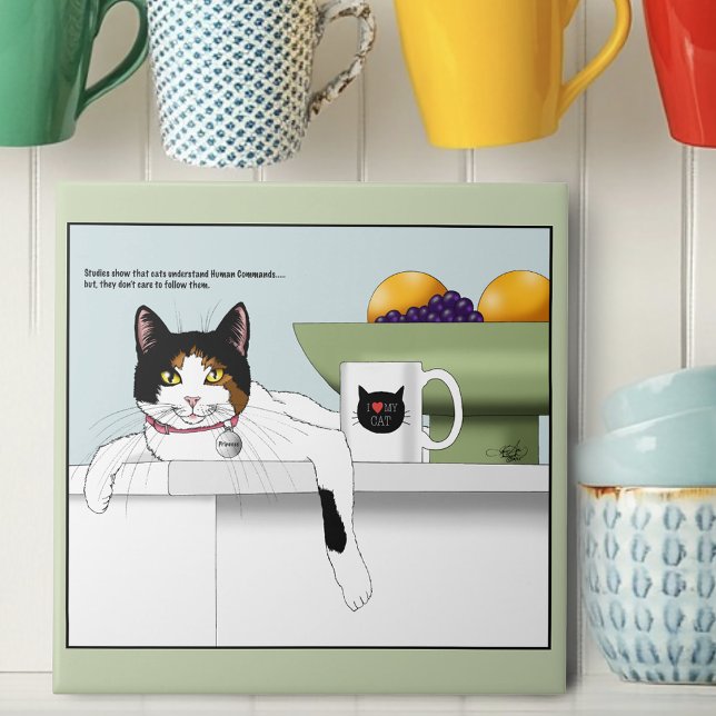 Azulejo Gata Calico Actitud Cocina de Gatos (Subido por el creador)