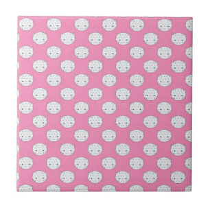 Azulejo Gata de lunares Rosa y Blanca Patrón de Cara de Ga