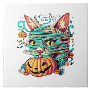 Azulejo Gata Momia Divertida Halloween