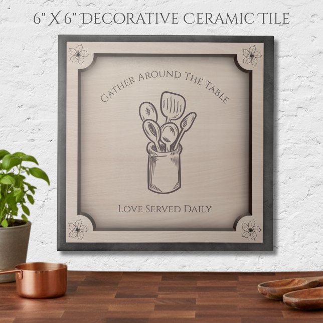 Azulejo Gather Around The Table Rustic Kitchen Accent Tile (Celebrate the heart of your home with a warm and inviting accent tile.)