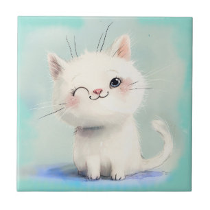 Azulejo Gatito blanco lindo