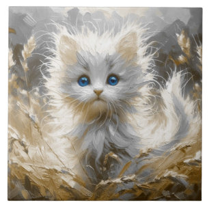 Azulejo Gatito blanco preciado