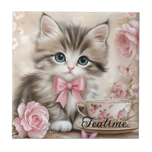 Azulejo Gatito de la hora del té