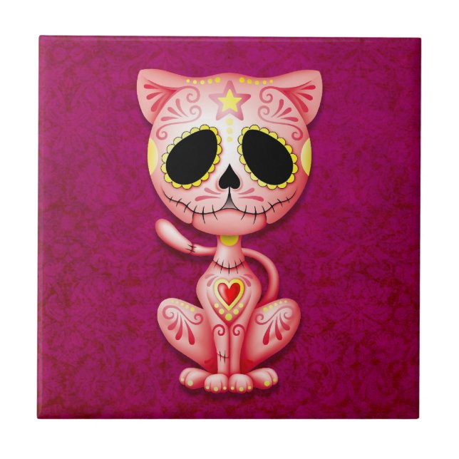 Azulejo Gatito del azúcar del zombi, rosado (Frente)