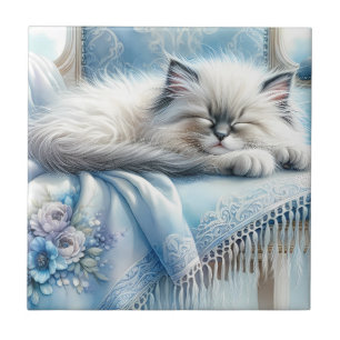 Azulejo Gatito Durmiendo Azul Encanto de Cottagecore Soñad
