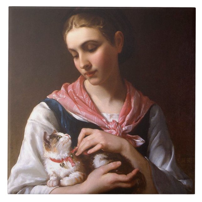 Azulejo Gatito favorito (por Émile Munier) (Frente)