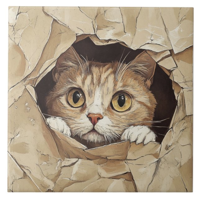Azulejo Gatito lindo y juguetón (Frente)
