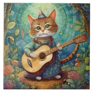 Azulejo Gatito tocando la guitarra
