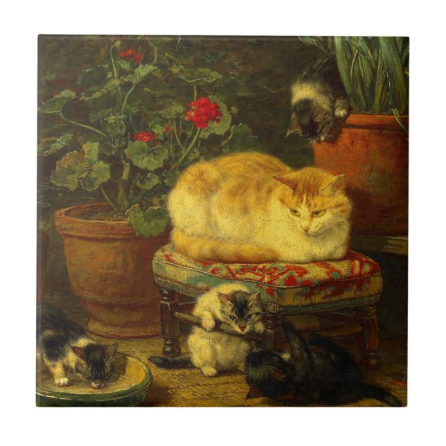Azulejo Gatitos en juego (Frente)