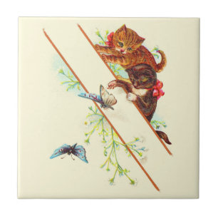 Azulejo gatitos y mariposas trepadores