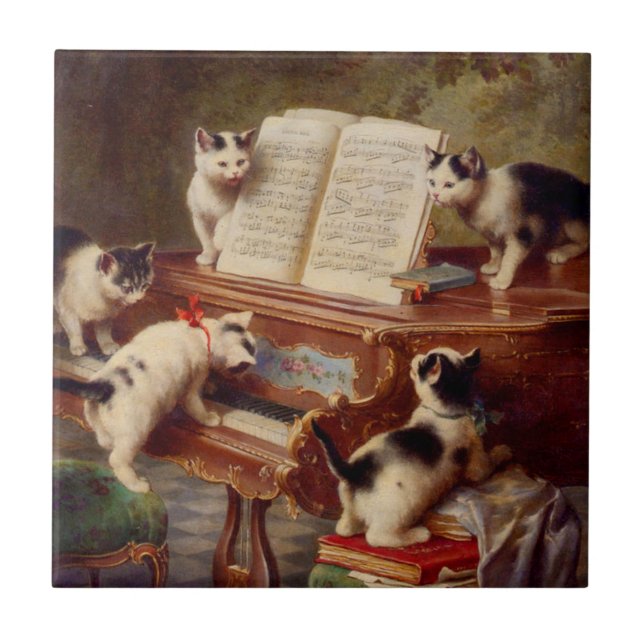 Azulejo Gatitos y piano (Frente)