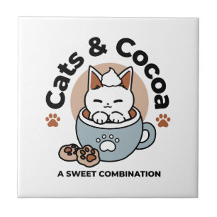 Azulejo Gato adorable en diseño de vacaciones de peluche -