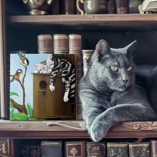 Azulejo Gato atigrado lindo durmiendo en una casa para páj