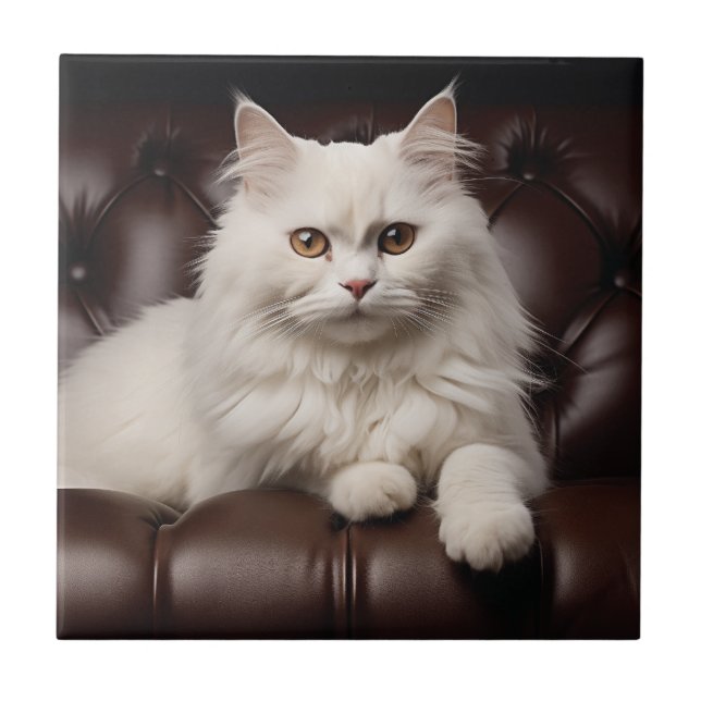 Azulejo Gato blanco majestuoso (Frente)