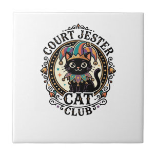 Azulejo Gato Bufón Diseño divertido para amantes de los ga