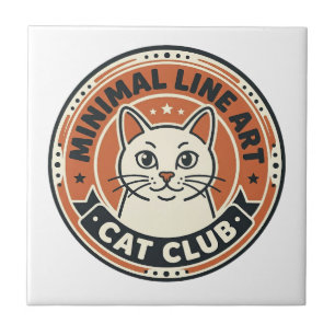Azulejo Gato de Arte de Línea Minimalista Regalo para Aman