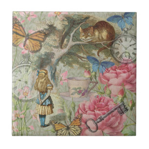 Azulejo Gato de Cheshire de Alicia Jardín del Árbol de Won