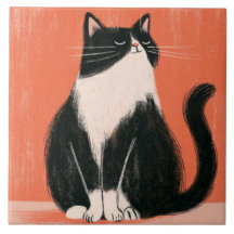 Gato de esmoquin minimalista orgulloso sobre naran