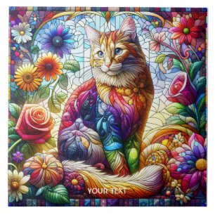 Azulejo Gato de Fantasía Aburrido de Cristal
