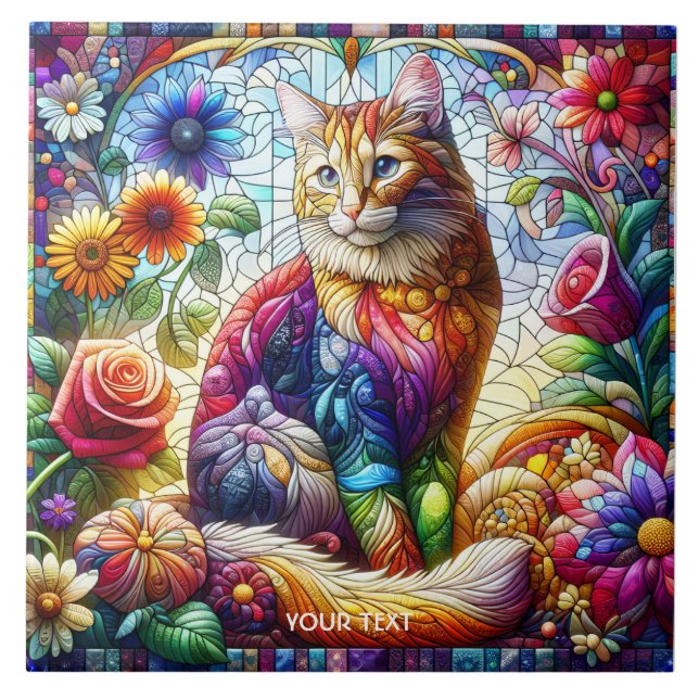 Azulejo Gato de Fantasía Aburrido de Cristal (Frente)