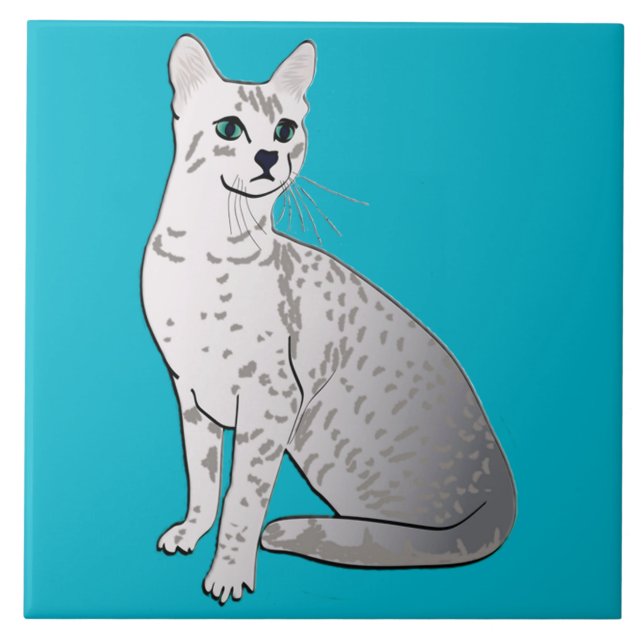 Azulejo Gato de Mau del egipcio - gris de plata (Frente)