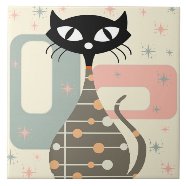 Azulejo Gato de mediados del siglo (Frente)