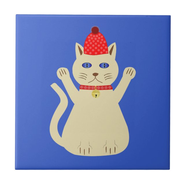 Azulejo Gato de Navidades de corte (Frente)