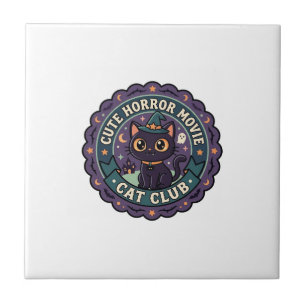 Azulejo Gato de película de terror lindo Diseño de camiset