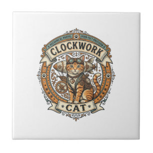 Azulejo Gato de relojería Gato Steampunk Arte vectorial vi
