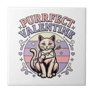 Azulejo Gato de San Valentín Perfecto Amor de Gato Vintage