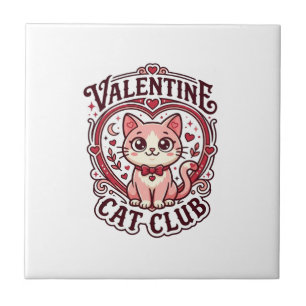 Azulejo Gato del Día de San Valentín Diseño divertido para