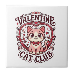 Azulejo Gato del Día de San Valentín Diseño divertido para